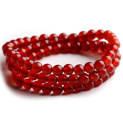 Natural Agate Bead Bracelet | Red & White | 4 Sizes
