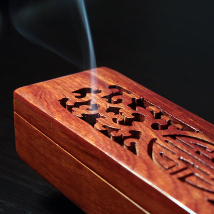 Hand-Carved Rosewood Incense Box