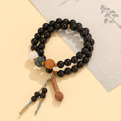 Original Old Material Green Sandalwood Buddha Beads Bracelet
