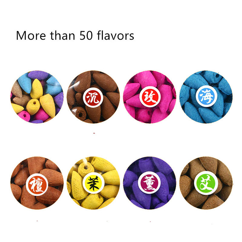 Backflow Incense Cones — 155 Pack, 18 Scents