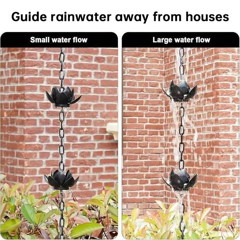 Lotus Rain Chain for Gutters — Decorative Metal Downspout