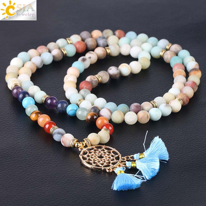 108 Mala Bead Bracelet with Dreamcatcher Tassel