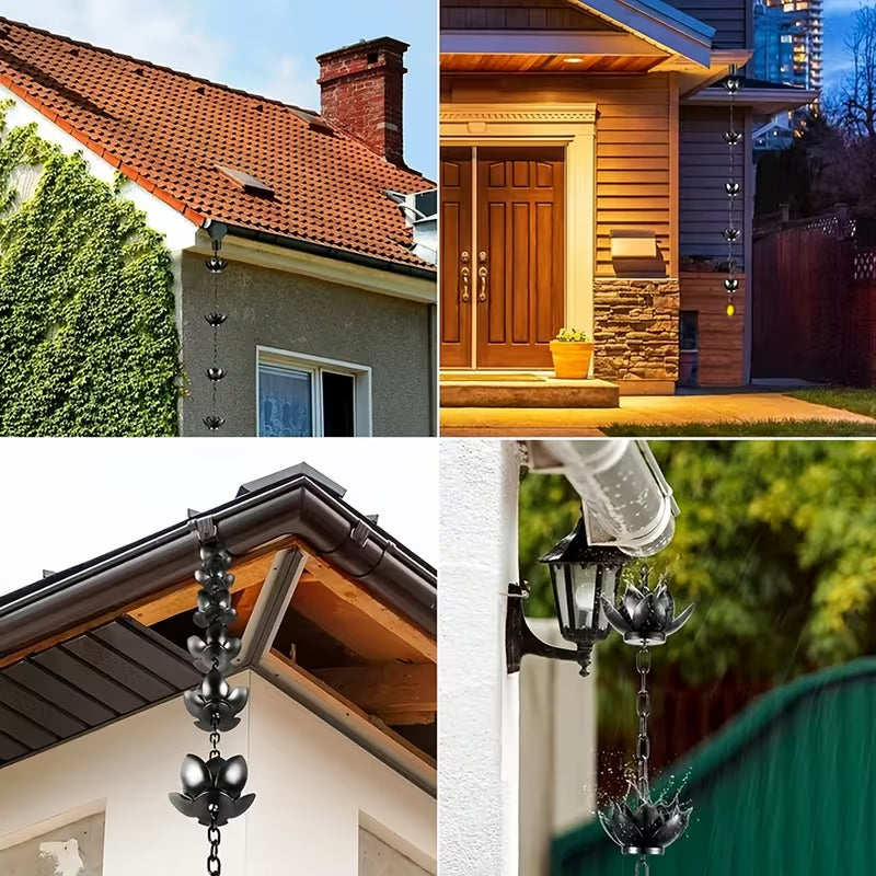 Lotus Rain Chain for Gutters — Decorative Metal Downspout