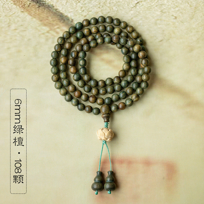 Original Old Material Green Sandalwood Buddha Beads Bracelet