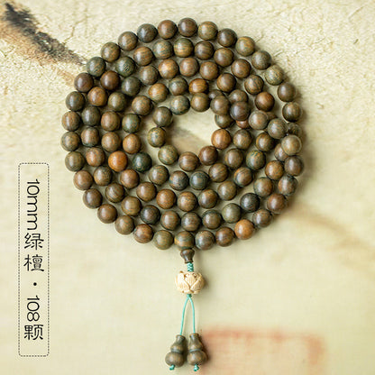 Original Old Material Green Sandalwood Buddha Beads Bracelet