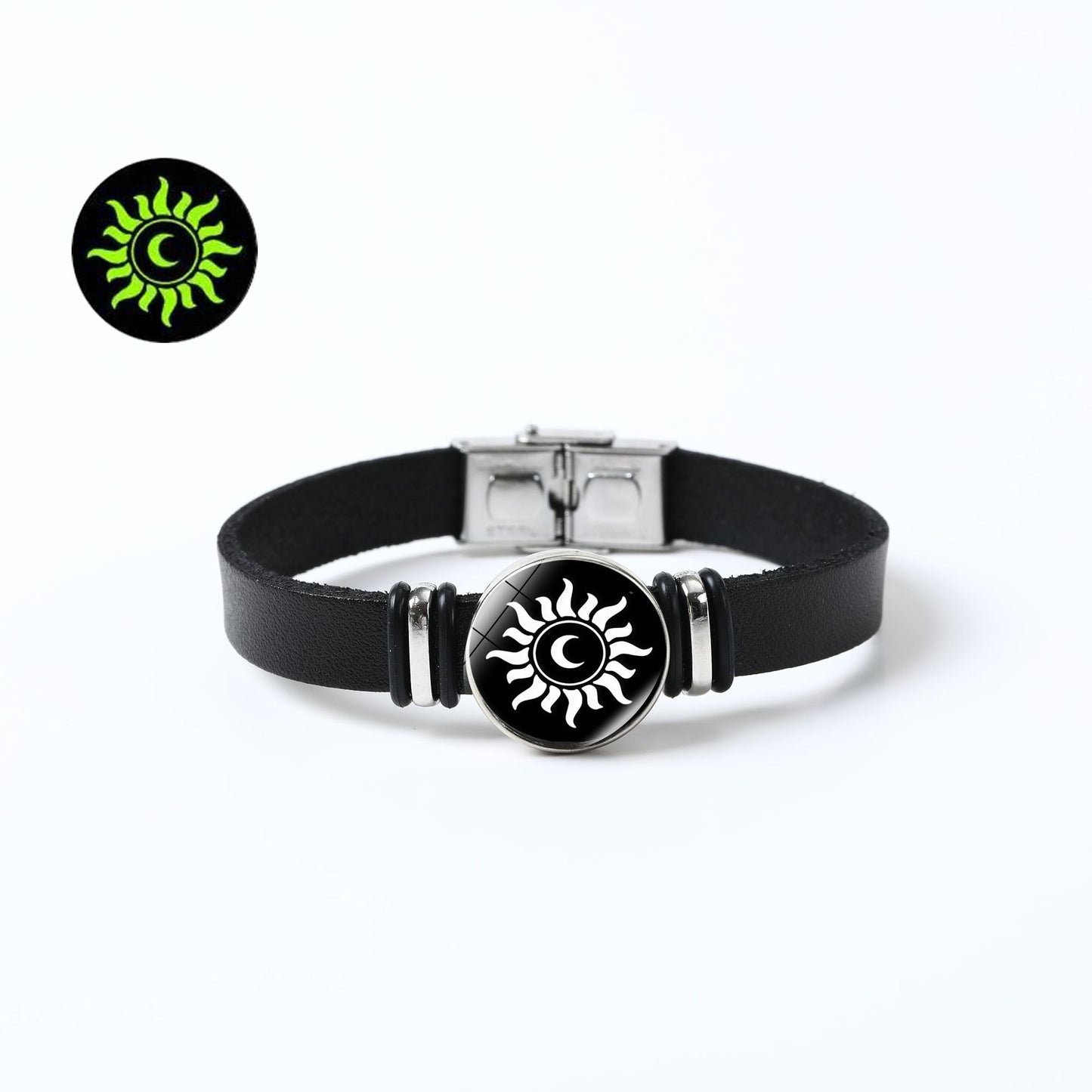 Sun Moon Luminous Leather Bracelet