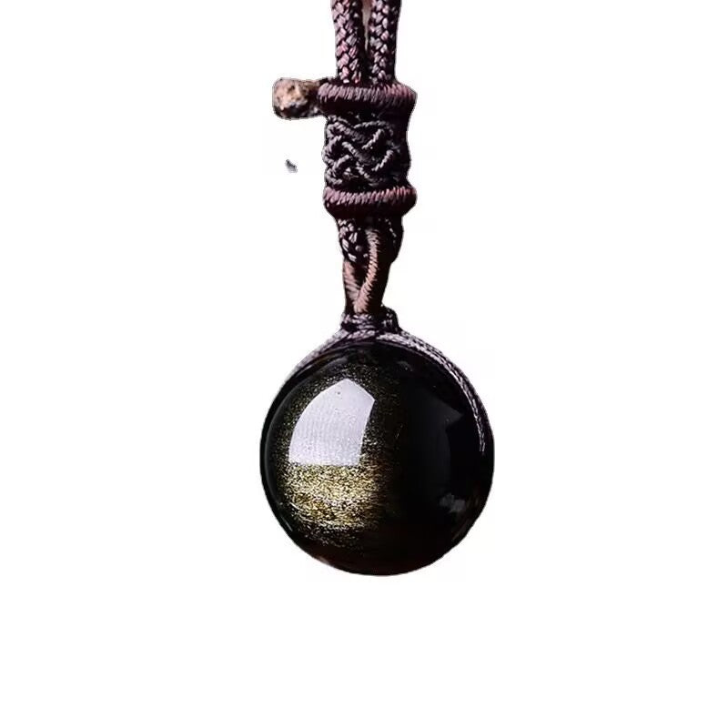Natural Obsidian Round Bead Pendant