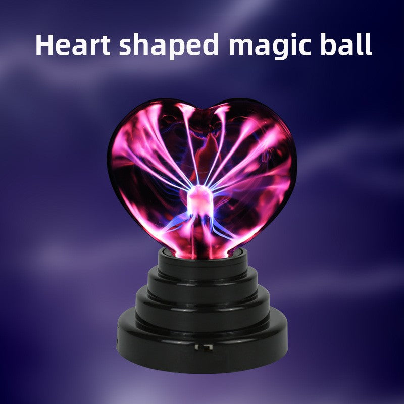 Heart-Shaped Touch Plasma Ball Night Light | Interactive Desk Decor