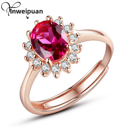 Sterling Silver Open Adjustable Gemstone Ring
