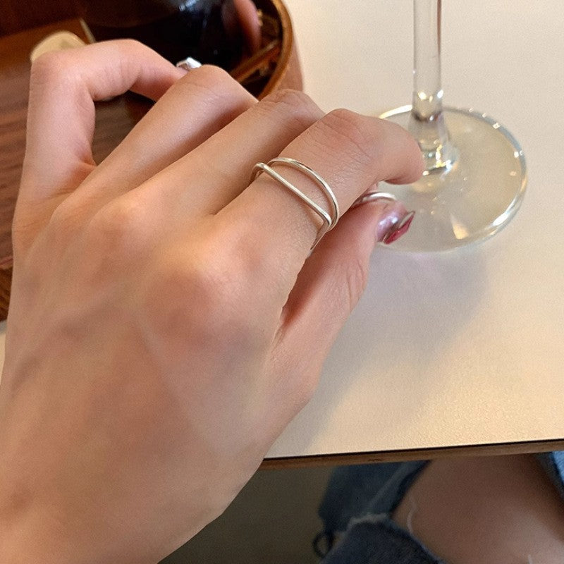 Geometric 925 Sterling Silver Adjustable Ring