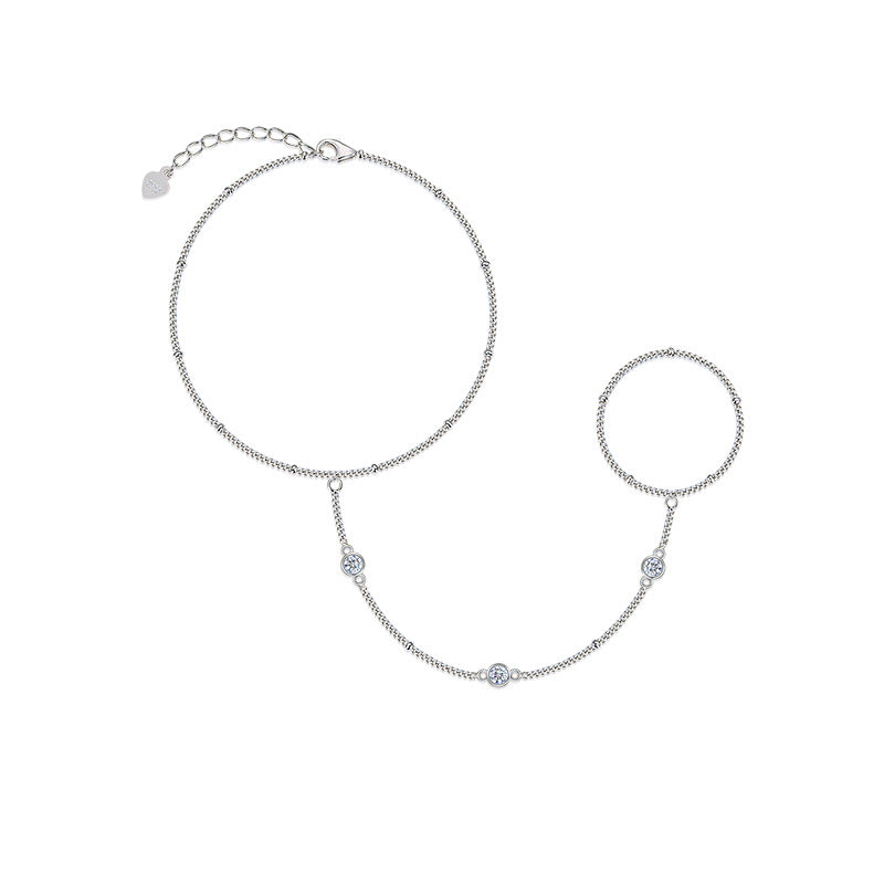 Geometric Stackable Moissanite Silver Bracelet