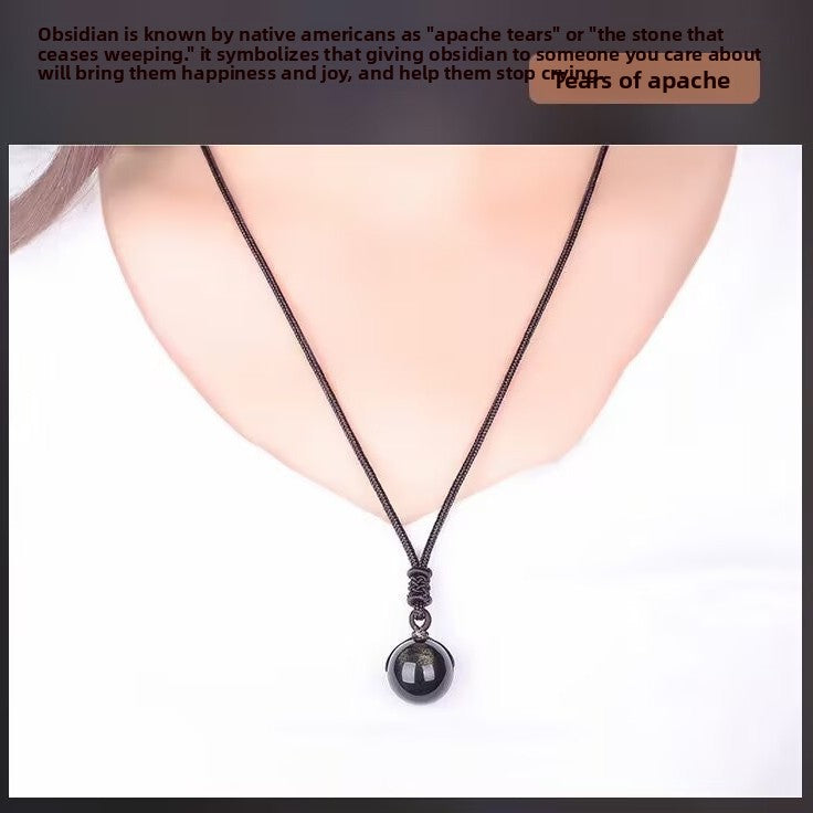 Natural Obsidian Round Bead Pendant