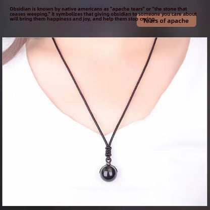 Natural Obsidian Round Bead Pendant