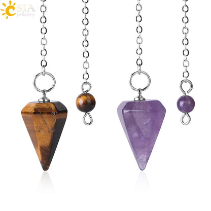 Natural Stone Hexagonal Reiki Pendulum