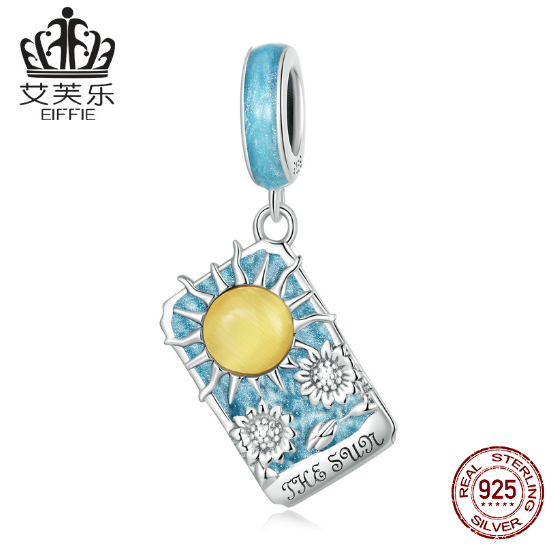 Avelle Original Tarot Card Sun Pendant Bracelet Sterling Silver S925 Oil Drop Card Pendant