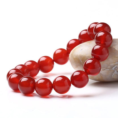 Natural Agate Bead Bracelet | Red & White | 4 Sizes