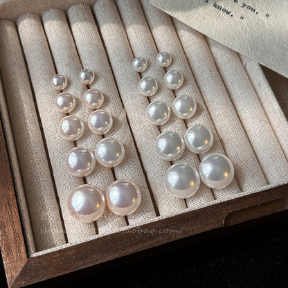 925 Silver Dome Pearl Stud Earrings