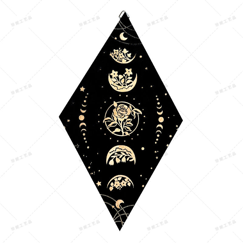 Bohemian Wall Decor Sun Moon Yoga Wall Decor Lozenge Wood Eye Sign Triangle Pendulum Board