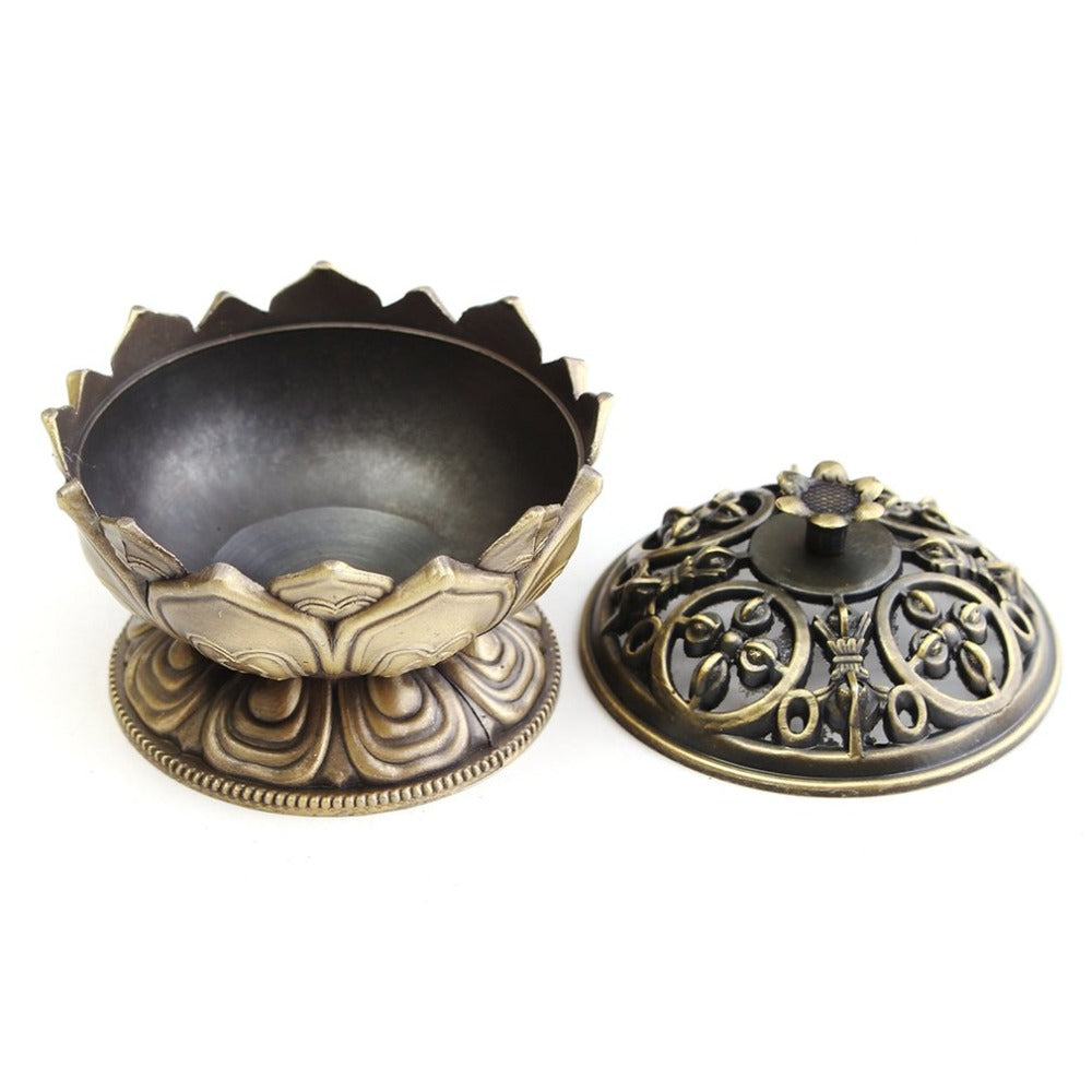 Buddha Lotus Alloy Incense Burner