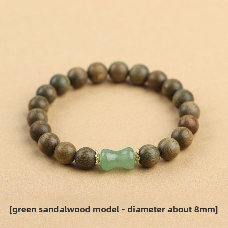 Original Old Material Green Sandalwood Buddha Beads Bracelet