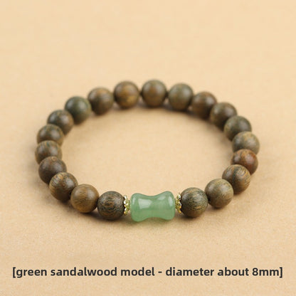 Original Old Material Green Sandalwood Buddha Beads Bracelet