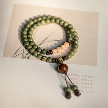 Original Old Material Green Sandalwood Buddha Beads Bracelet