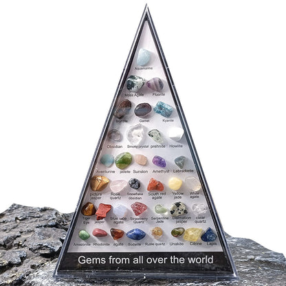 36-Piece Natural Crystal Mineral Specimen Collection Box
