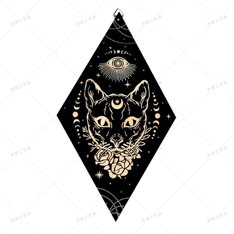 Bohemian Wall Decor Sun Moon Yoga Wall Decor Lozenge Wood Eye Sign Triangle Pendulum Board