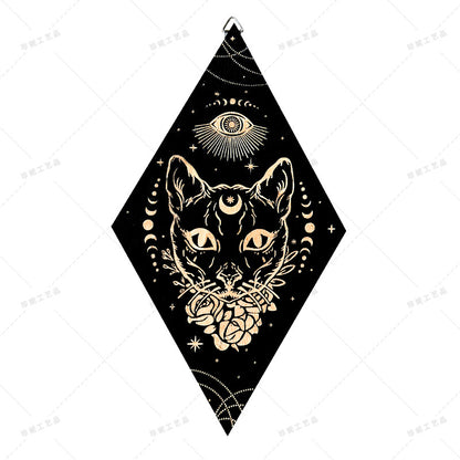 Bohemian Wall Decor Sun Moon Yoga Wall Decor Lozenge Wood Eye Sign Triangle Pendulum Board