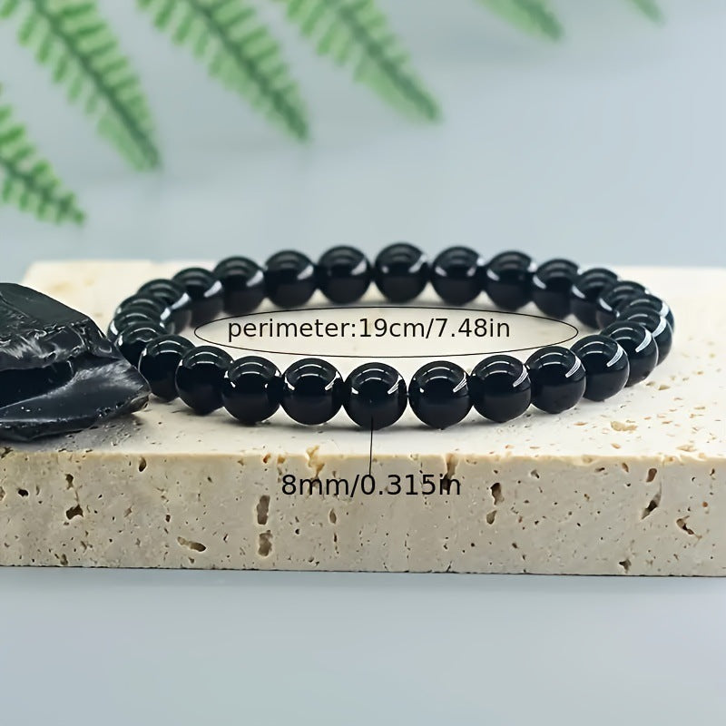 Elastic Beaded Bracelet with Rose Quartz and Tiger Eye