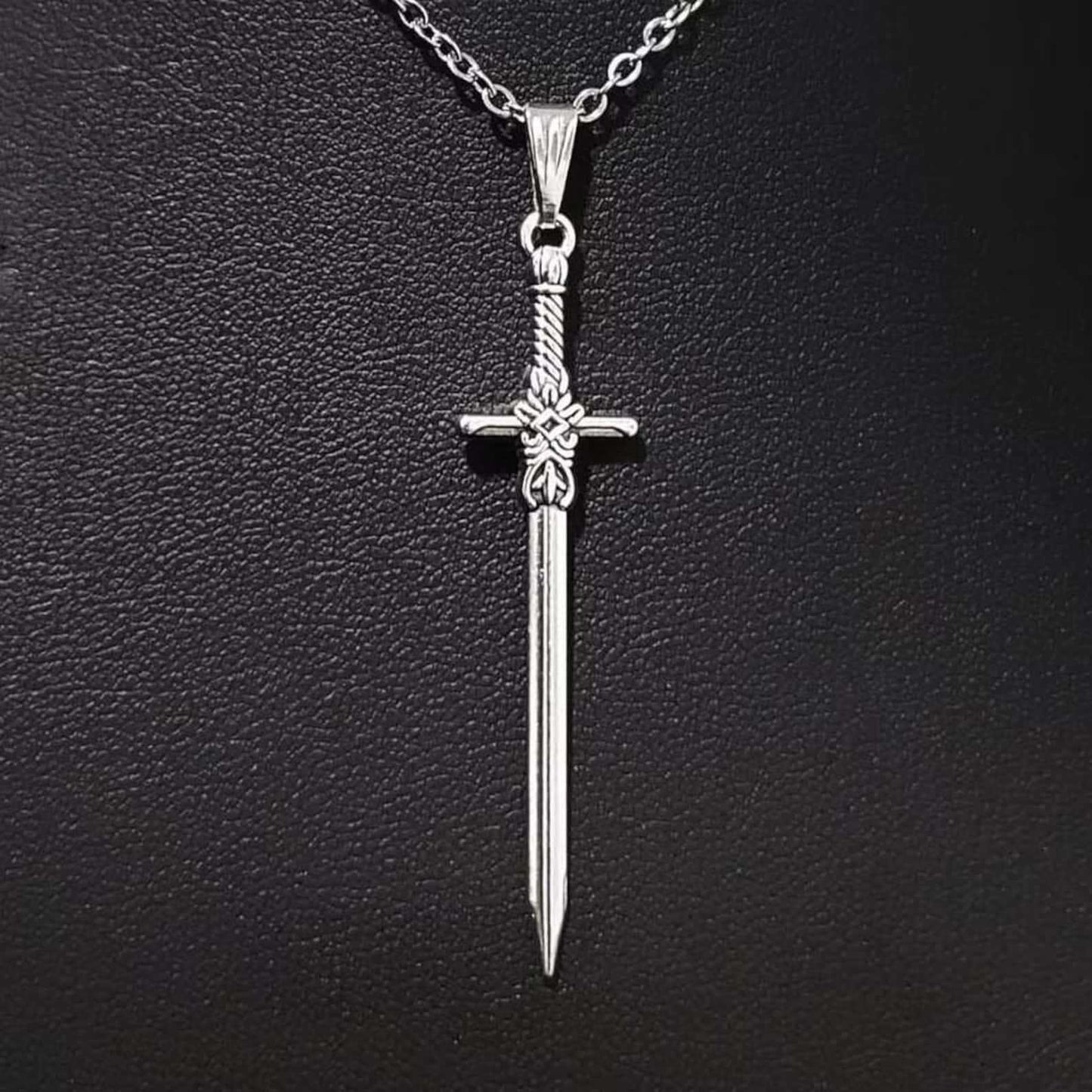 Gothic Cross Sword Pendant Necklace