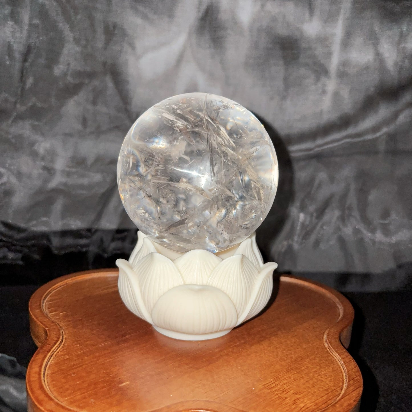 Lotus Crystal Ball Base with Buddha Ornament