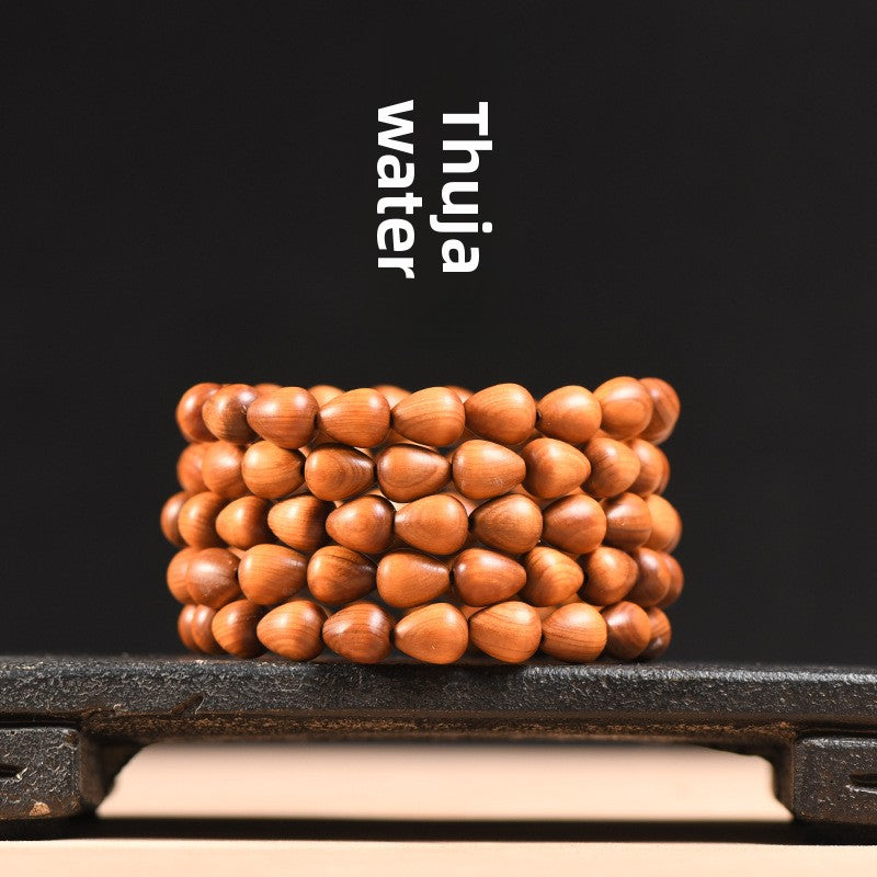 Thuja Wood Water Drop Bead Bracelet | 36 Beads | 8mm | Spiritual Jewelry