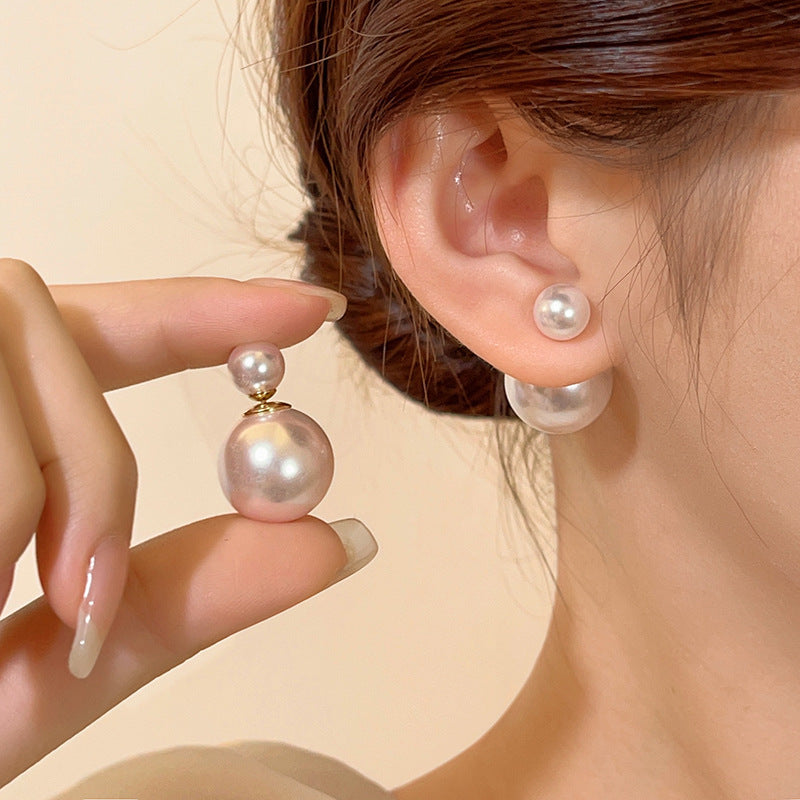 925 Silver Pearl Earrings Retro Geometric Design