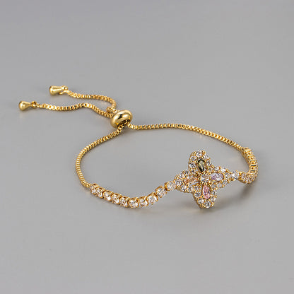 Zircon Floral Adjustable Bracelet