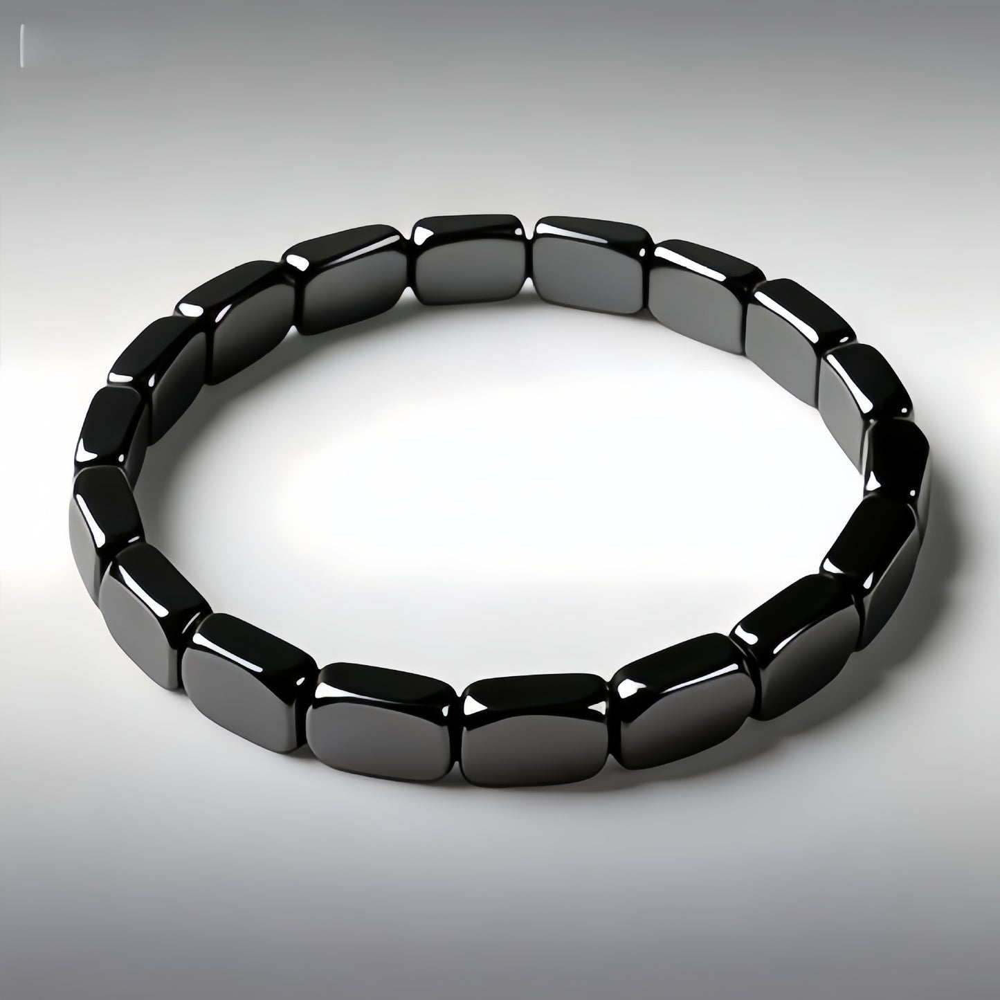 Elastic Hematite Black Gallstone Square Bead Bracelet