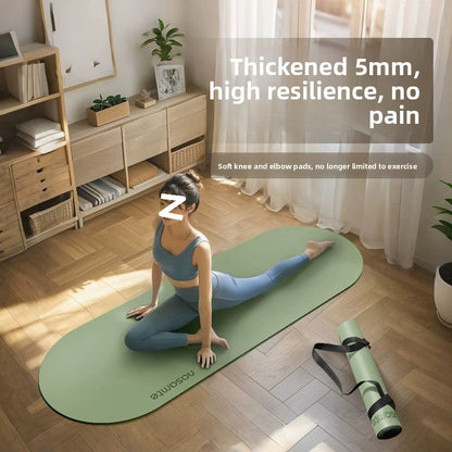 Oval Yoga Mat — 8mm Thick, Non-Slip Rubber Base