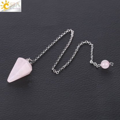 Natural Stone Hexagonal Reiki Pendulum