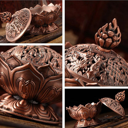 Tibetan Lotus Alloy Incense Burner
