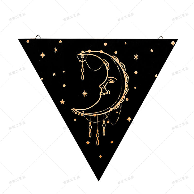 Bohemian Wall Decor Sun Moon Yoga Wall Decor Lozenge Wood Eye Sign Triangle Pendulum Board