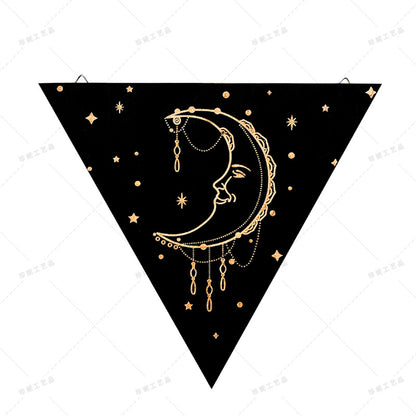Bohemian Wall Decor Sun Moon Yoga Wall Decor Lozenge Wood Eye Sign Triangle Pendulum Board