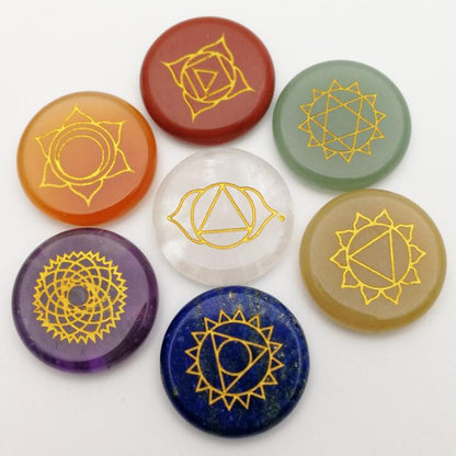 7 Chakra Natural Stone Carved Palm Stone
