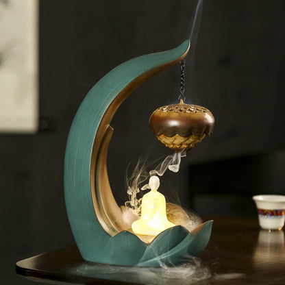 Lotus Ceramic Hanging Incense Burner with Night Light