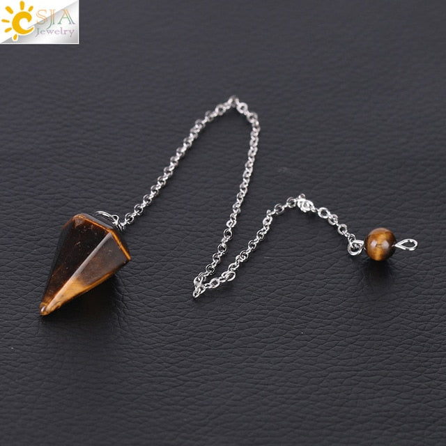 Natural Stone Hexagonal Reiki Pendulum