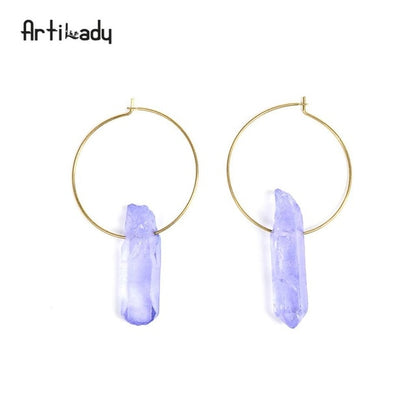 Artilady Raw Crystal Hoop Earrings For Women Small Hoop Earring