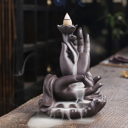 Bergamot Hand Purple Sand Backflow Incense Burner