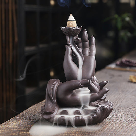 Bergamot Hand Purple Sand Backflow Incense Burner