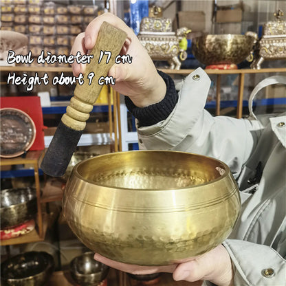 Tibetan Copper Singing Bowl with Sanskrit Engravings