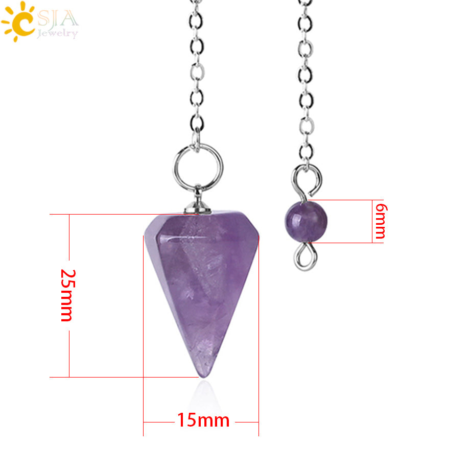 Natural Stone Hexagonal Reiki Pendulum