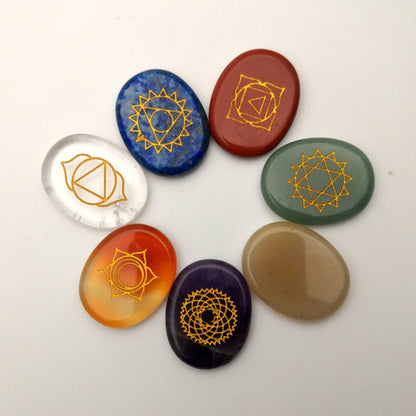 7 Chakra Natural Stone Carved Palm Stone